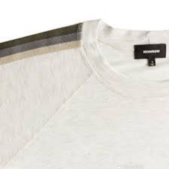 Monrow Supersoft Vintage Neutral Stripe Raglan Top - Picture 4 of 12